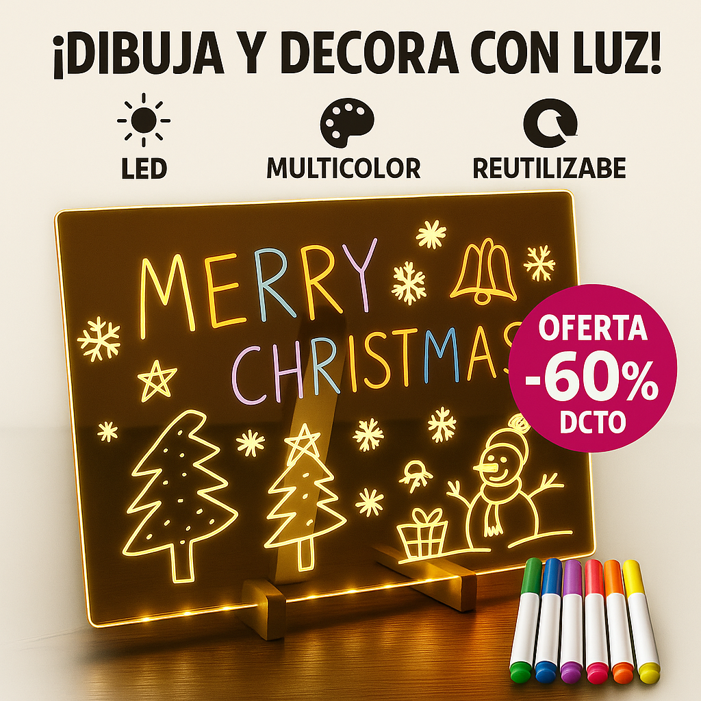 Pizarra Acrílica con Luz LED (30 x 20 cm)