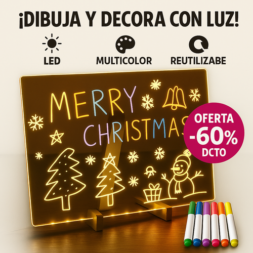 Pizarra Acrílica con Luz LED (30 x 20 cm)